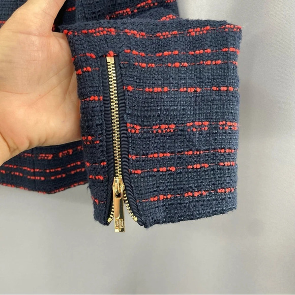 Tommy Hilfiger Zip Front Tweed Blazer Jacket Blue Red Front Pockets Size 6 - Picture 11 of 12